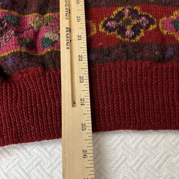 Vintage 80s 90s Jantzen Wool Textured Floral Paisley Knit Sweater Women’s M - Picture 7 of 14